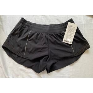 NWT Lululemon Hotty Hot Shorts 2.5" Black Reflective Sz 12